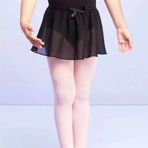 More Than Magic Girls Ballet Skirts Black & Pink Elastic Waist Bow Sheer S 6/6X